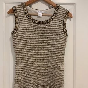 Oscar de la Rental knit tank sweater metallic gold